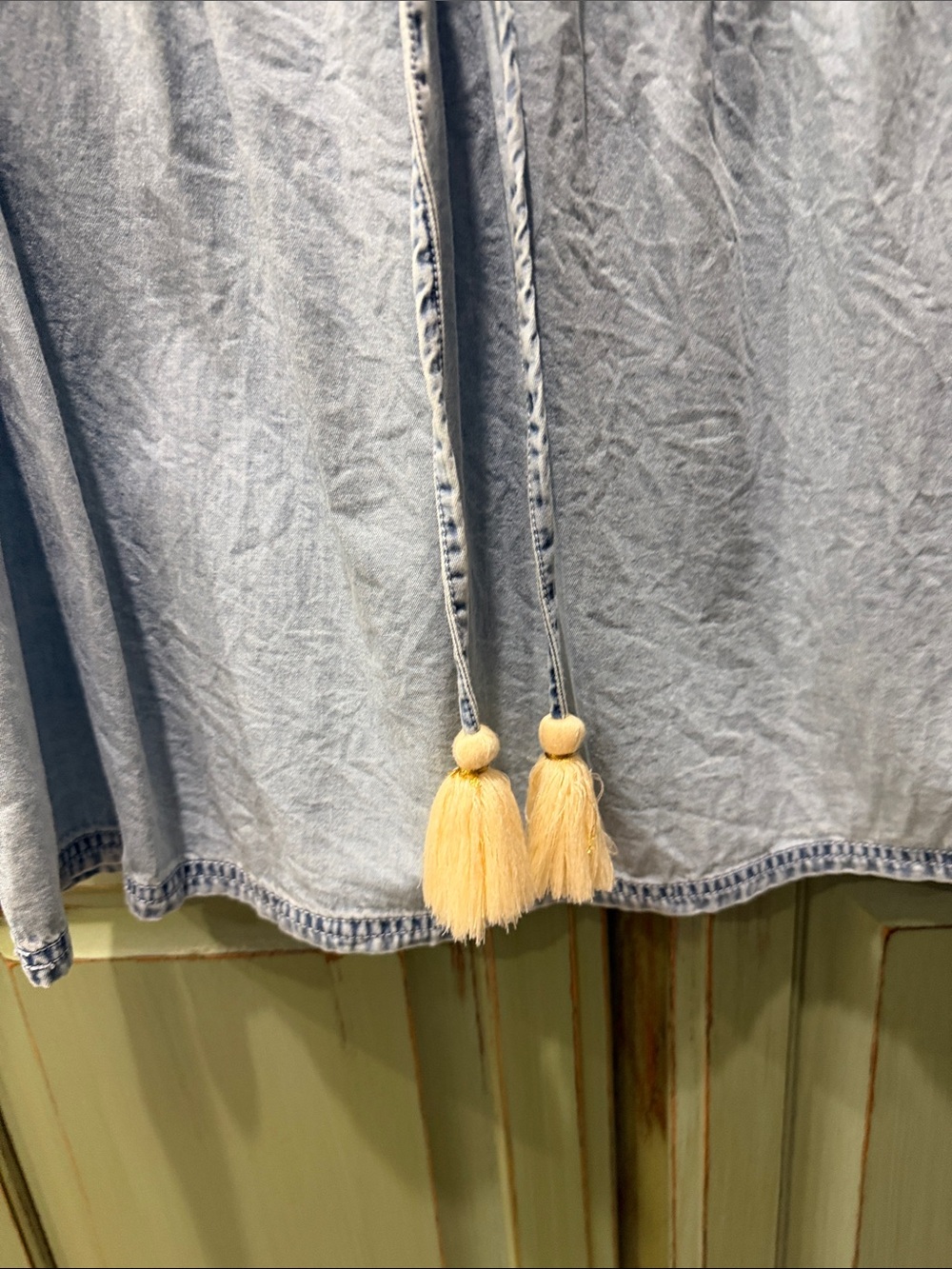 Light Blue Ruffle Denim Top - Picture 4 of 6